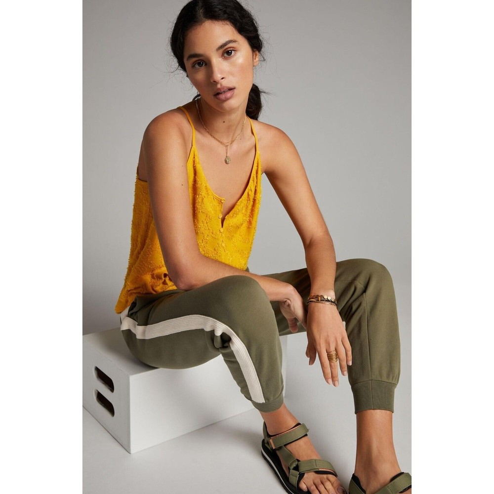 Anthropologie Kit Textured Cami Tank Top XS Spaghetti Strap Yellow Sleeveless